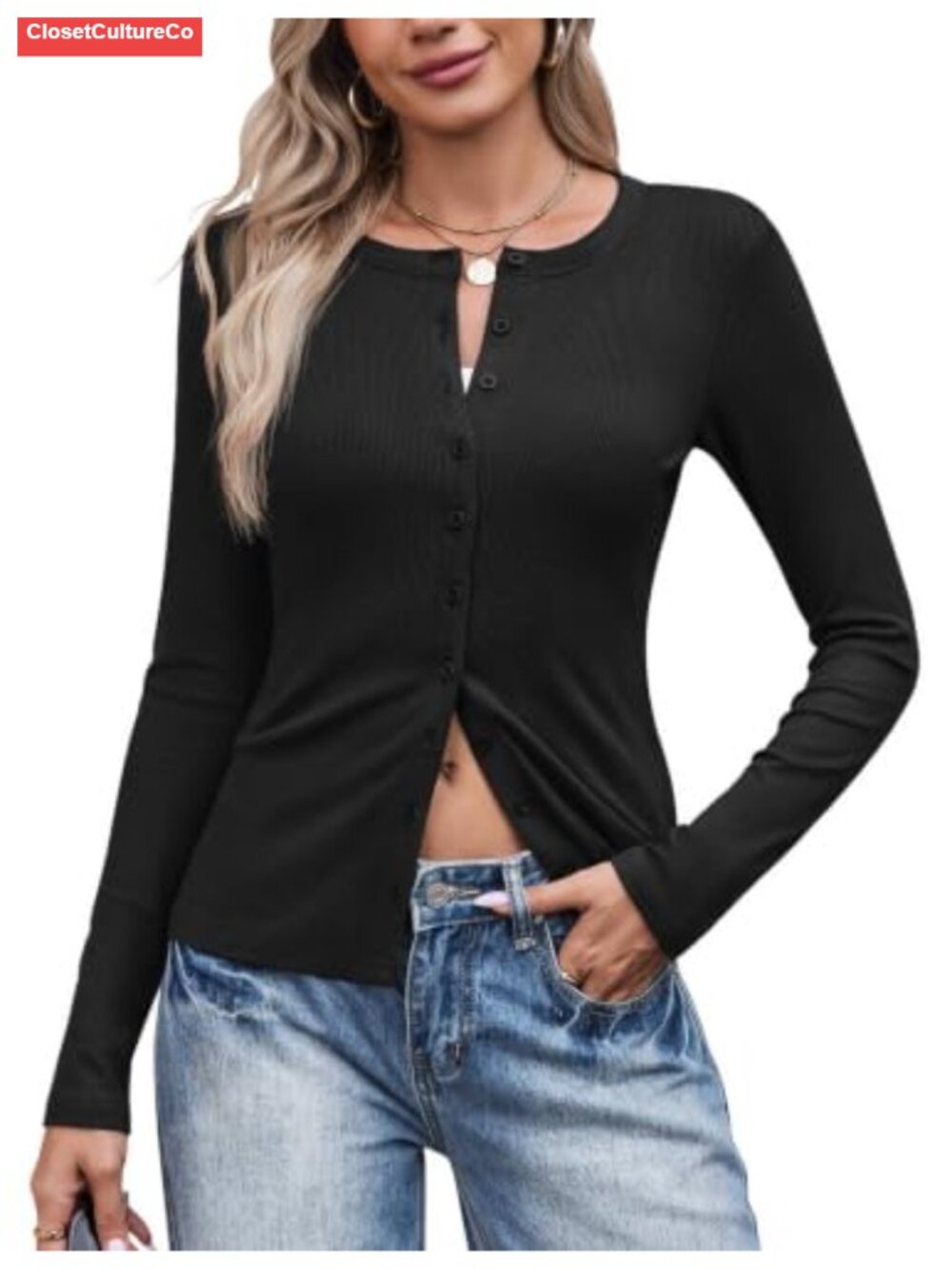 Ribbed Knit Button Up Long Sleeve Cardigan Sweater Lightweight